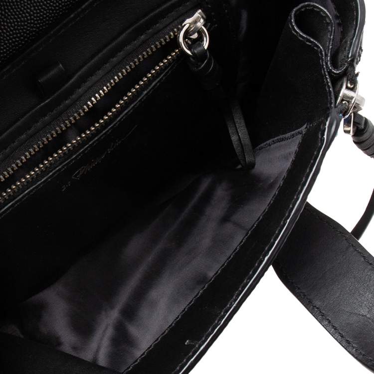 Pre Owned 3.1 Phillip Lim Black/Blue Croc Embossed Leather Mini Pashli Satchel