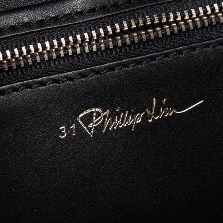 Pre Owned 3.1 Phillip Lim Black/Blue Croc Embossed Leather Mini Pashli Satchel