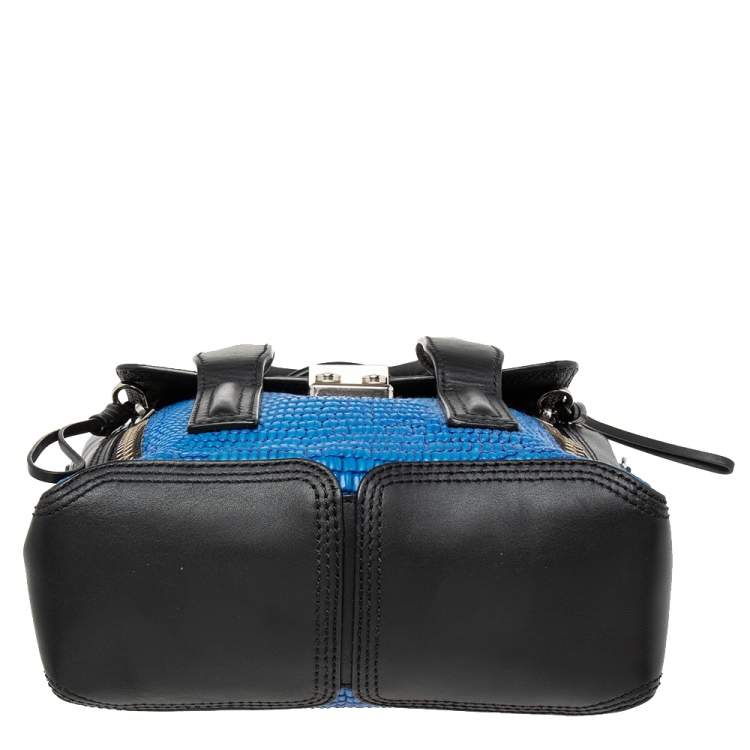 Pre Owned 3.1 Phillip Lim Black/Blue Croc Embossed Leather Mini Pashli Satchel