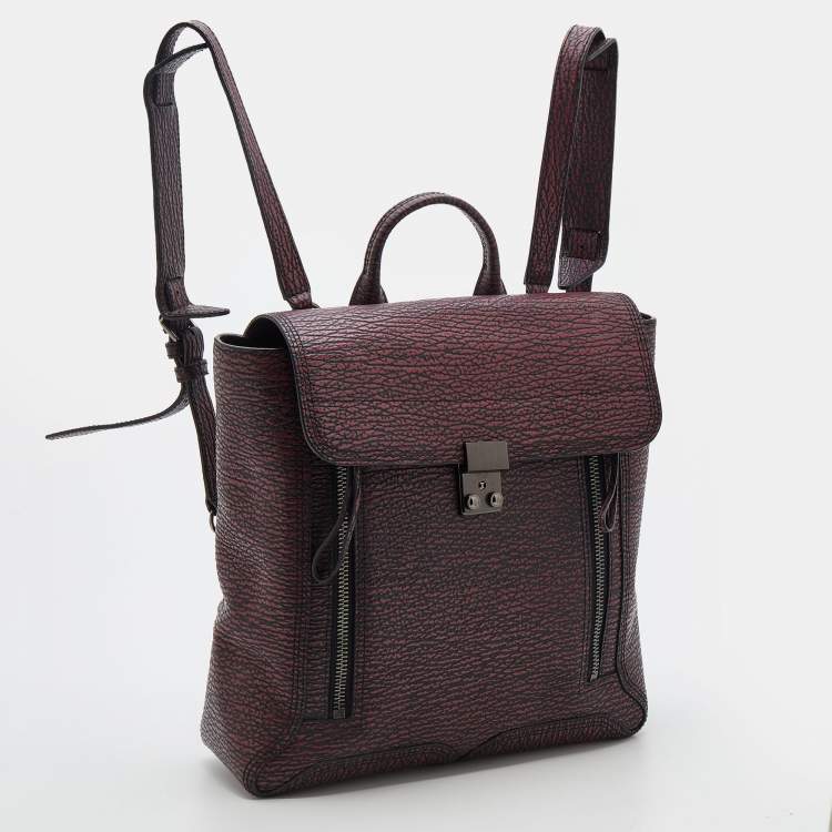 Pre Owned 3.1 Phillip Lim Burgundy Black Textured Leather Pashli Backpack