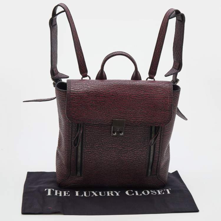 Pre Owned 3.1 Phillip Lim Burgundy Black Textured Leather Pashli Backpack