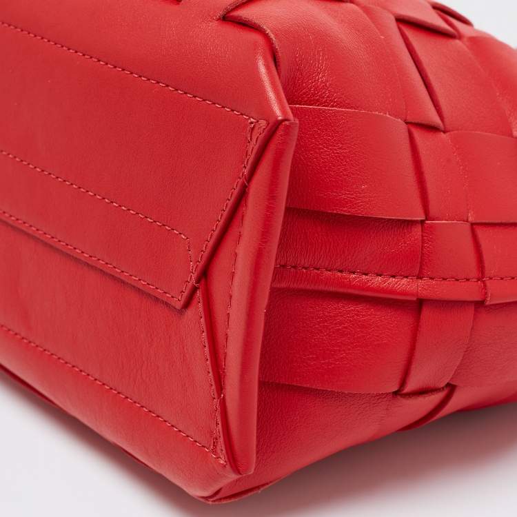 Pre Owned 3.1 Phillip Lim Red Woven Leather Mini Odita Lattice Bucket Bag