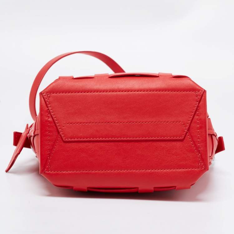Pre Owned 3.1 Phillip Lim Red Woven Leather Mini Odita Lattice Bucket Bag