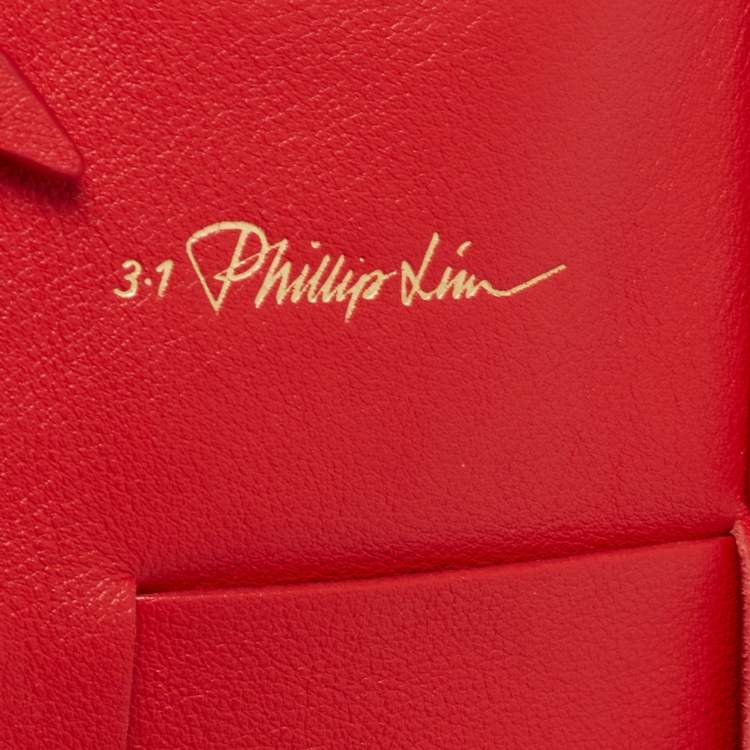 Pre Owned 3.1 Phillip Lim Red Woven Leather Mini Odita Lattice Bucket Bag