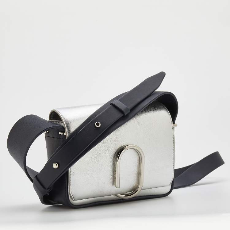 مملوكة مسبقًا 3.1 Phillip Lim Silver/Dark Blue Leather Mini Alix Flap Crossbody Bag