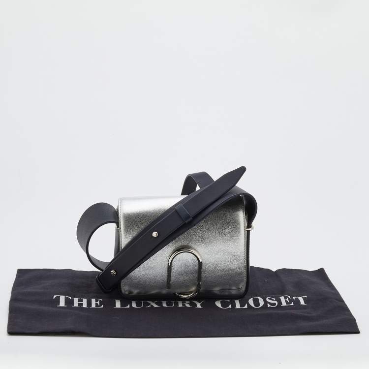 مملوكة مسبقًا 3.1 Phillip Lim Silver/Dark Blue Leather Mini Alix Flap Crossbody Bag