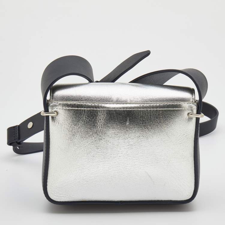 مملوكة مسبقًا 3.1 Phillip Lim Silver/Dark Blue Leather Mini Alix Flap Crossbody Bag