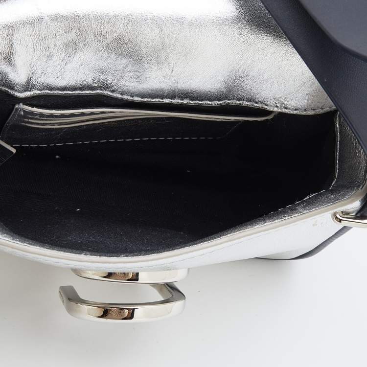مملوكة مسبقًا 3.1 Phillip Lim Silver/Dark Blue Leather Mini Alix Flap Crossbody Bag