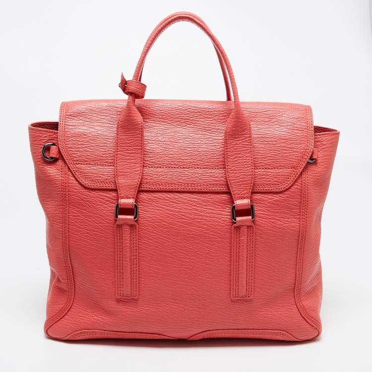 Pre Owned 3.1 Phillip Lim Coral Orange Leather Large Pashli Satchel