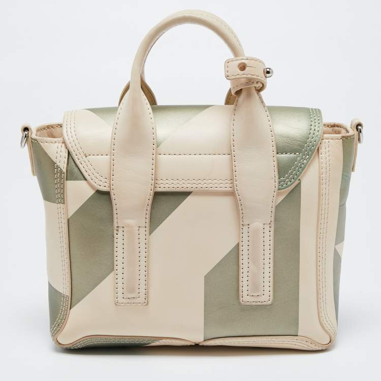 Pre Owned 3.1 Phillip Lim Beige/Green Leather Mini Pashli Satchel