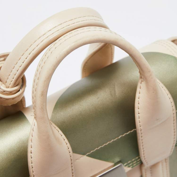 Pre Owned 3.1 Phillip Lim Beige/Green Leather Mini Pashli Satchel