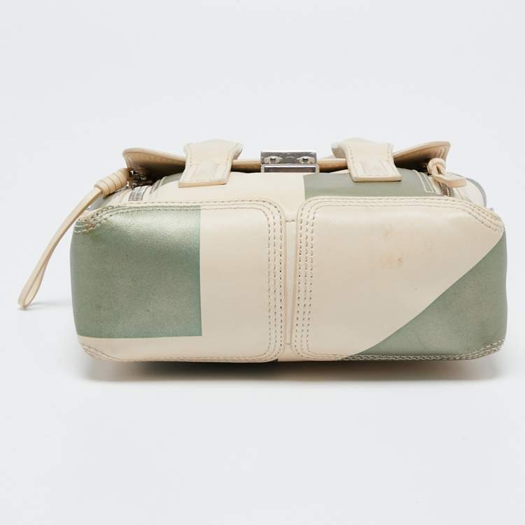Pre Owned 3.1 Phillip Lim Beige/Green Leather Mini Pashli Satchel