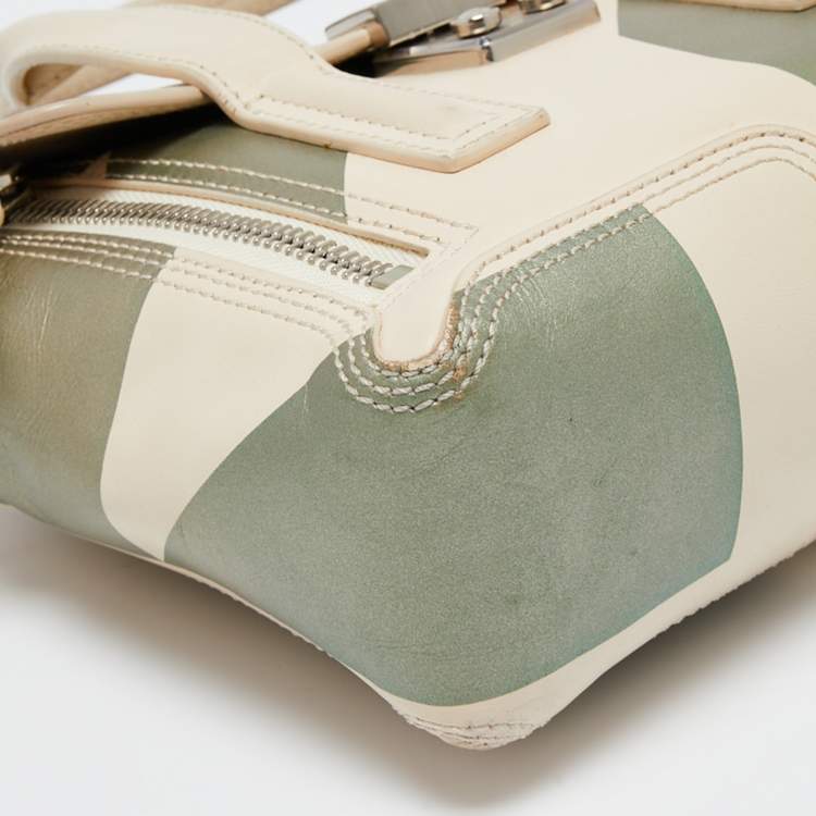 Pre Owned 3.1 Phillip Lim Beige/Green Leather Mini Pashli Satchel