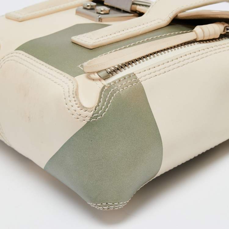 Pre Owned 3.1 Phillip Lim Beige/Green Leather Mini Pashli Satchel