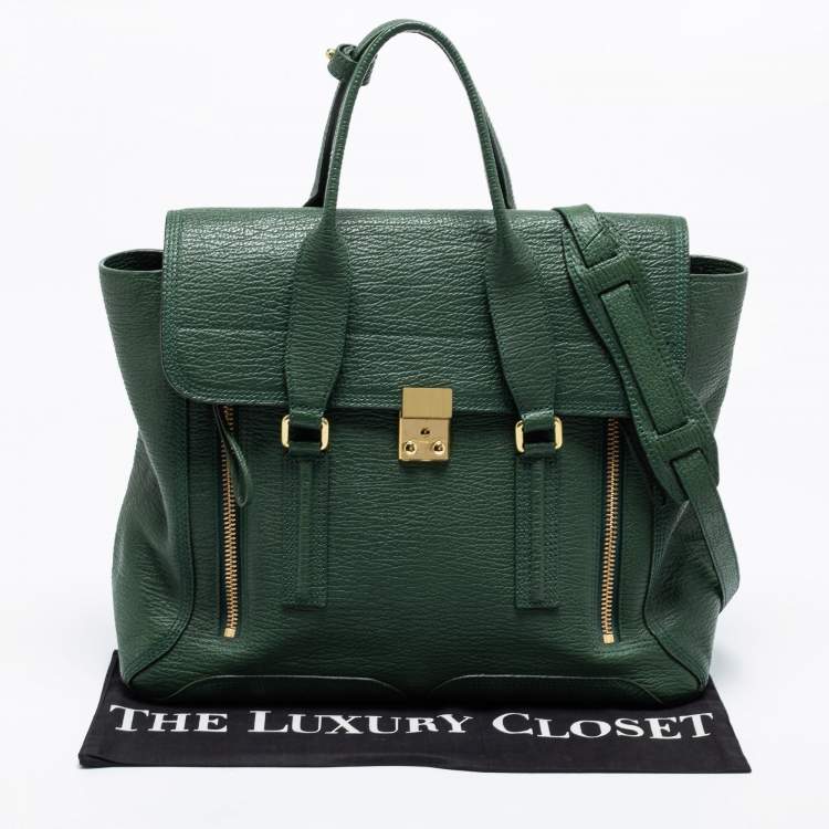 Pre Owned 3.1 Phillip Lim Olive Green Leather Large Pashli Satchel