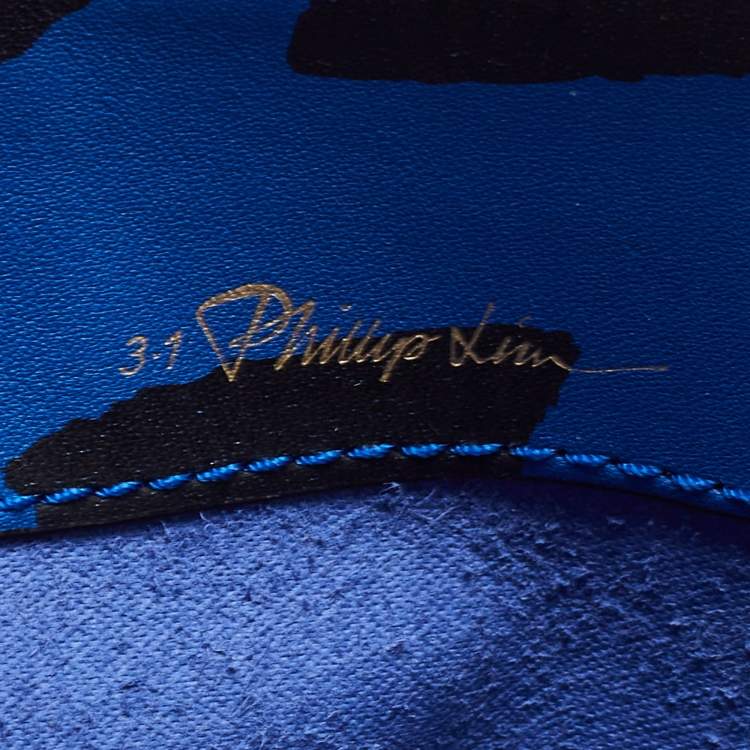 Pre Owned 3.1 Phillip Lim Blue Printed Leather Zip Around Clutch