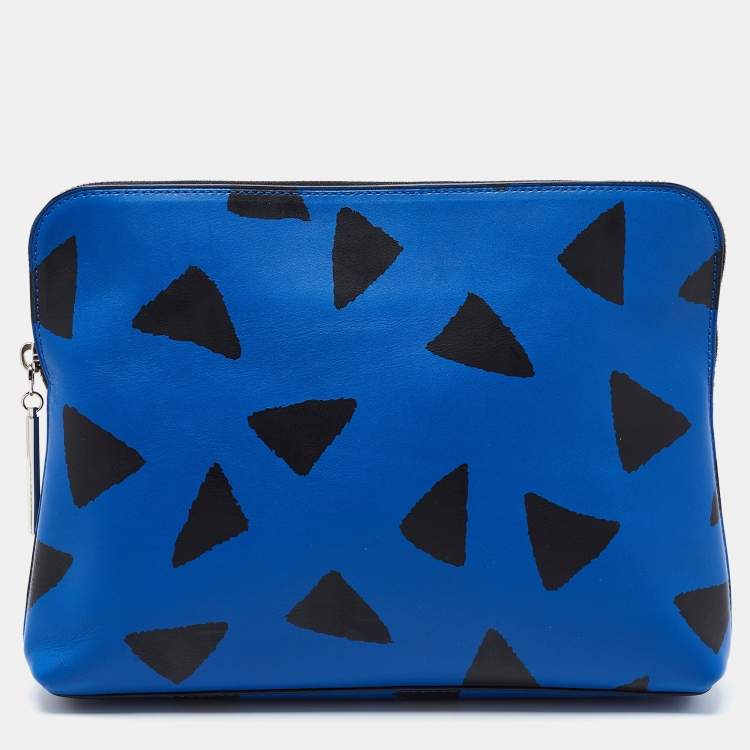 Pre Owned 3.1 Phillip Lim Blue Printed Leather Zip Around Clutch
