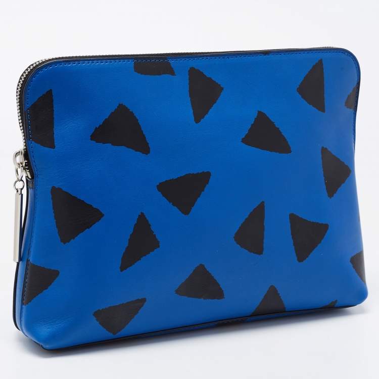 Pre Owned 3.1 Phillip Lim Blue Printed Leather Zip Around Clutch