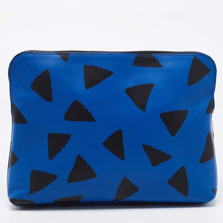 Pre Owned 3.1 Phillip Lim Blue Printed Leather Zip Around Clutch