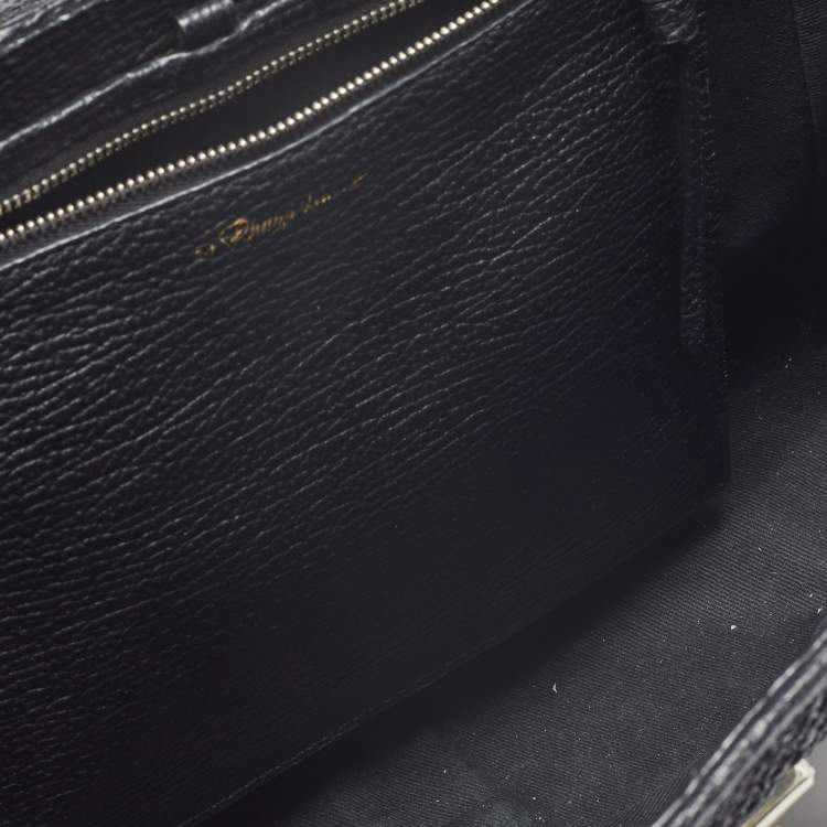 Pre Owned 3.1 Phillip Lim Black Woven Straw and Leather Medium Pashli Satchel