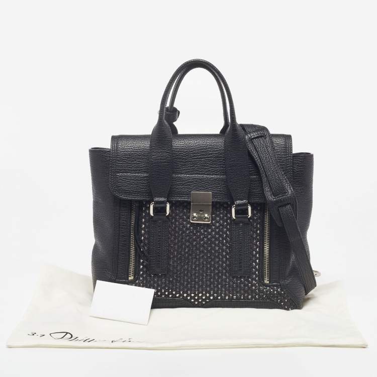 Pre Owned 3.1 Phillip Lim Black Woven Straw and Leather Medium Pashli Satchel