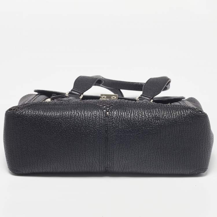 Pre Owned 3.1 Phillip Lim Black Woven Straw and Leather Medium Pashli Satchel