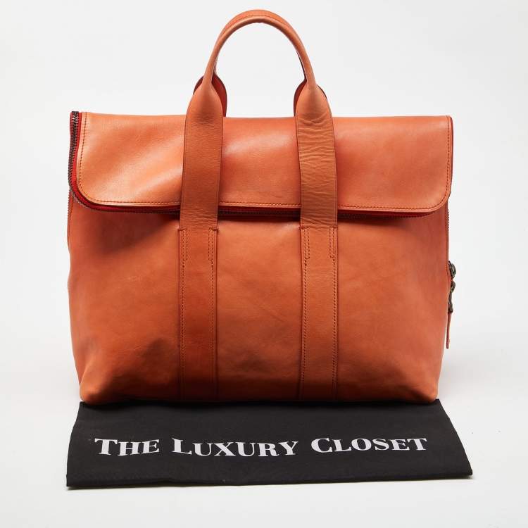 Pre Owned 3.1 Phillip Lim Orange Leather Fold Over Tote