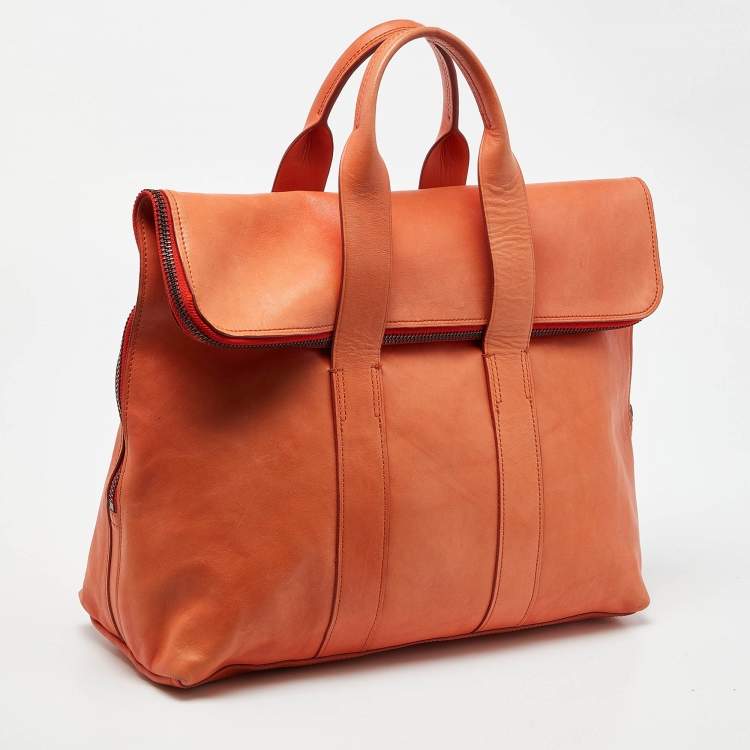 Pre Owned 3.1 Phillip Lim Orange Leather Fold Over Tote