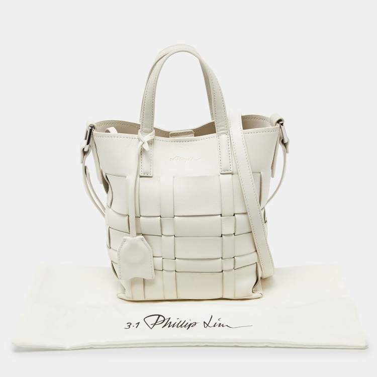 Pre Owned 3.1 Phillip Lim Off White Woven Leather Mini Odita Lattice Bucket Bag