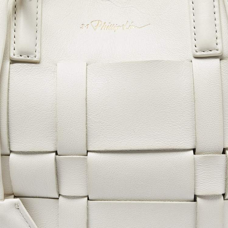 Pre Owned 3.1 Phillip Lim Off White Woven Leather Mini Odita Lattice Bucket Bag