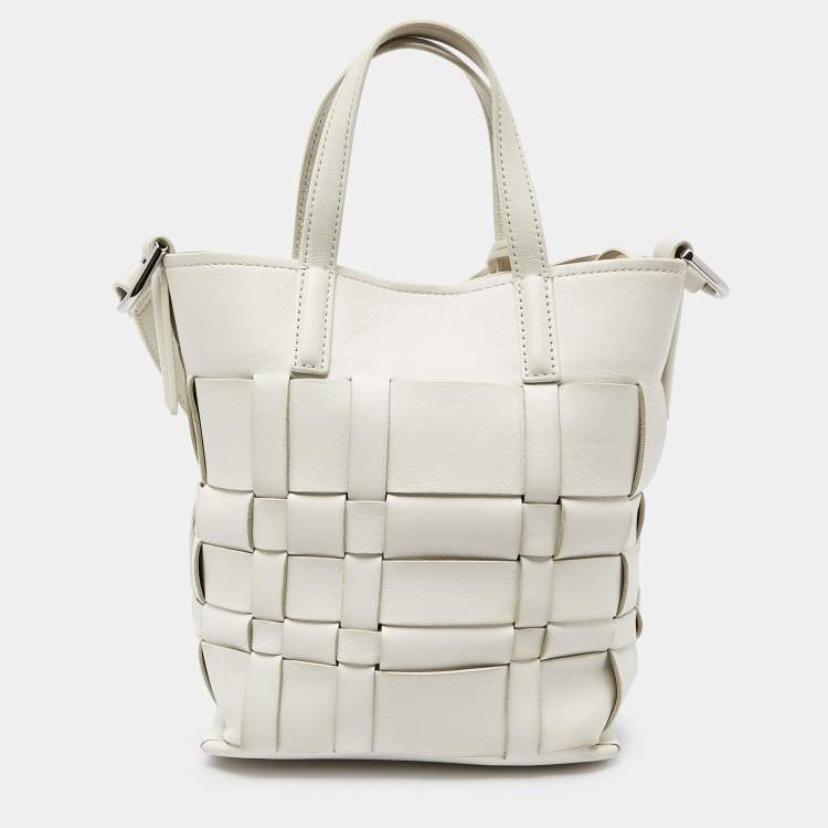 Pre Owned 3.1 Phillip Lim Off White Woven Leather Mini Odita Lattice Bucket Bag