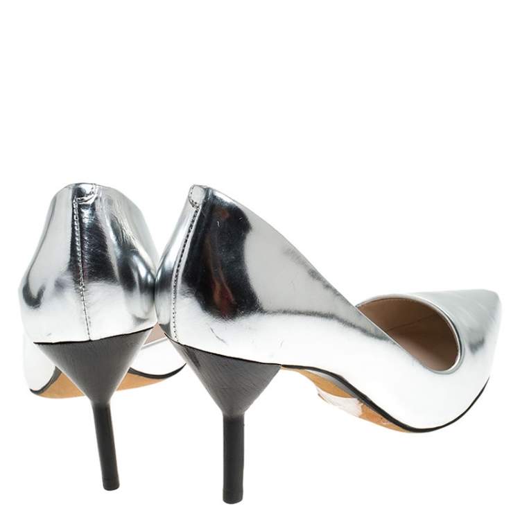 Pre Owned 3.1 Philip Lim Silver Patent Leather Martini Pointed Toe Pumps Size 38
