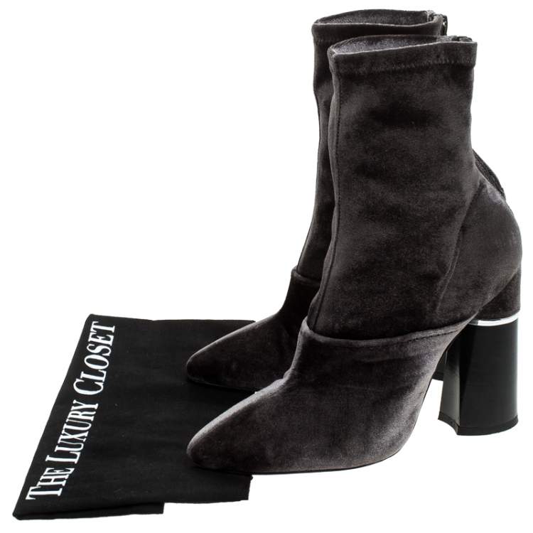 Pre Owned 3.1 Phillip Lim Green Velvet Kyoto Ankle Boots Size 36.5