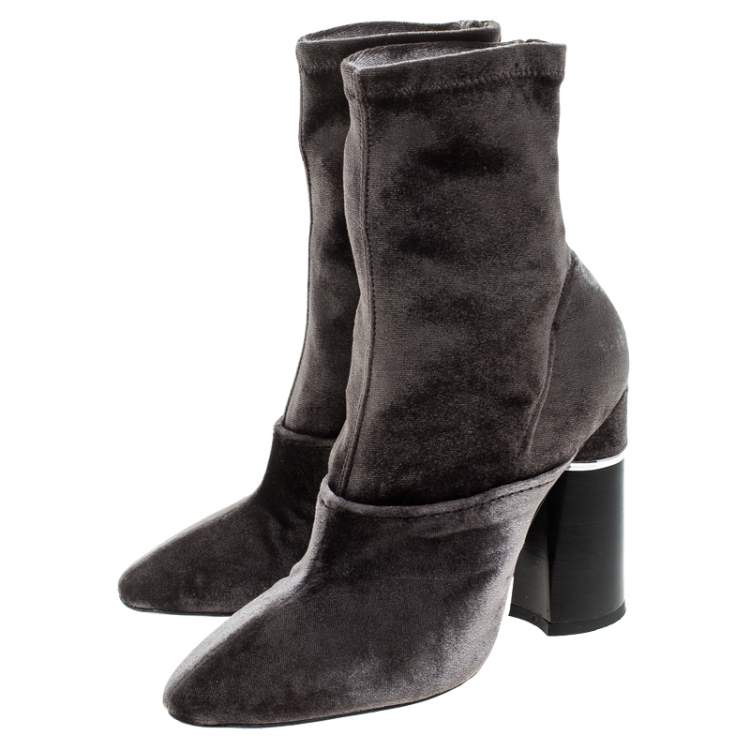 Pre Owned 3.1 Phillip Lim Green Velvet Kyoto Ankle Boots Size 36.5