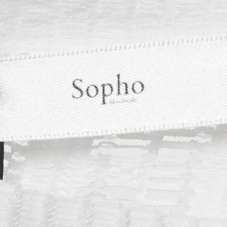 Pre Owned Sopho Handmade White Knit Long sleeve Maxi Dress S