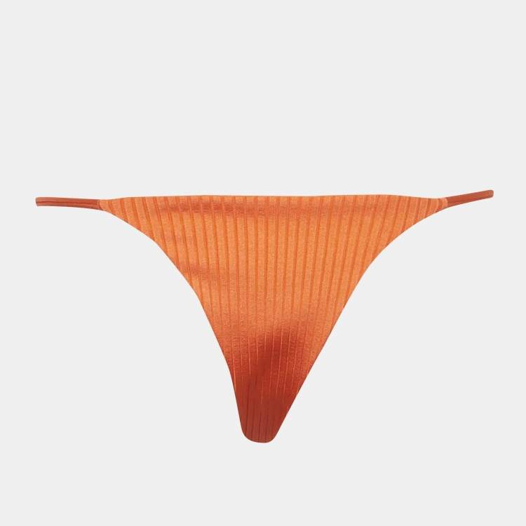 مملوكة مسبقًا Monday Swimwear Orange Knit Brazil Thong M