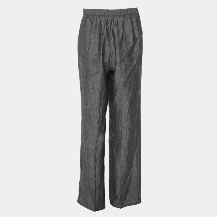 Pre Owned Elena Miro Grey Linen Regular Leg Pants XXL