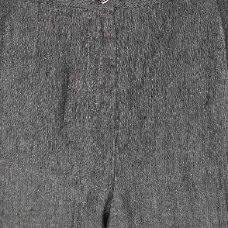 Pre Owned Elena Miro Grey Linen Regular Leg Pants XXL