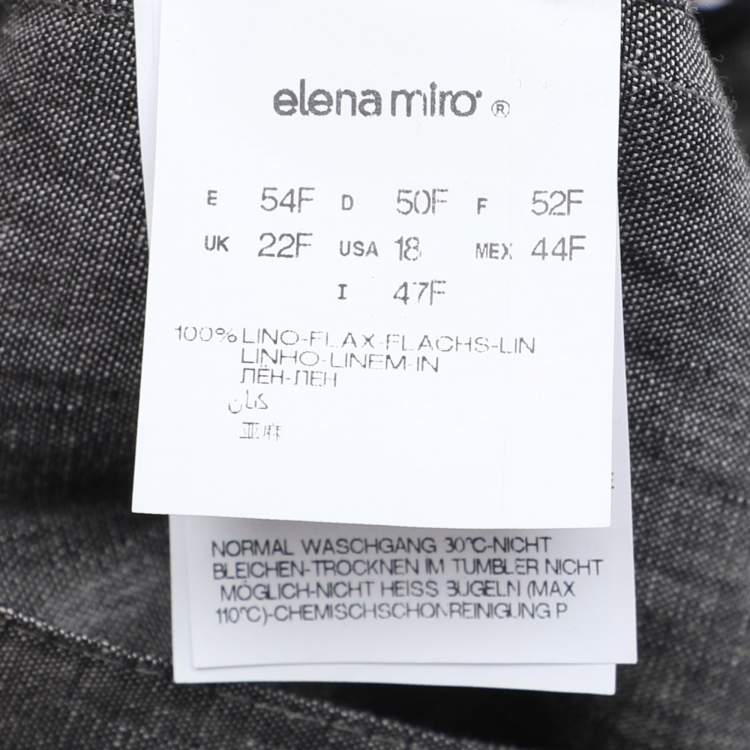 Pre Owned Elena Miro Grey Linen Regular Leg Pants XXL