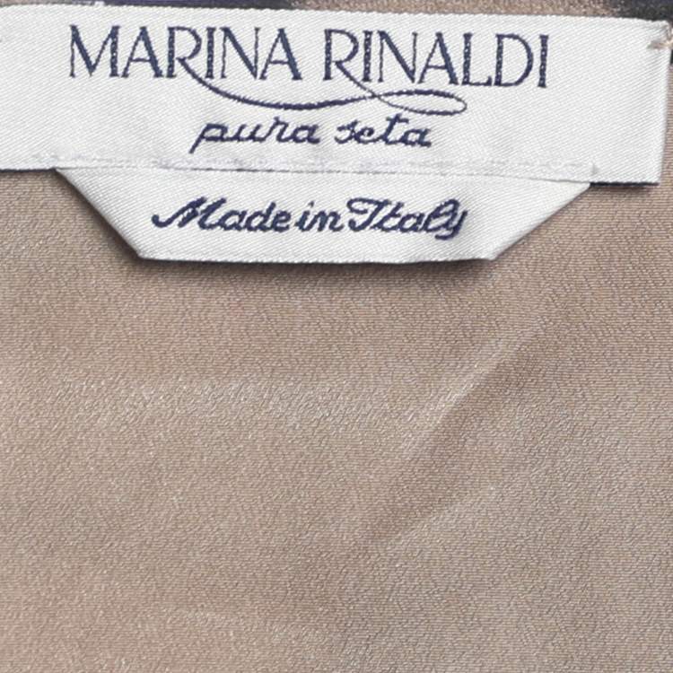 Pre Owned Marina Rinaldi Beige Zebra Print Chiffon Twinset Cardigan L