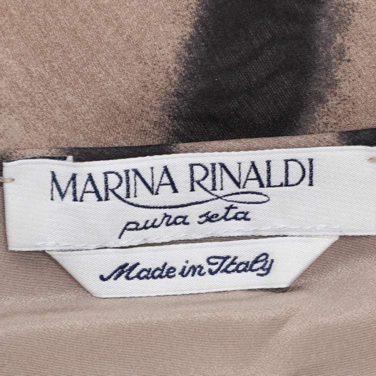 Pre Owned Marina Rinaldi Beige Zebra Print Chiffon Twinset Cardigan L