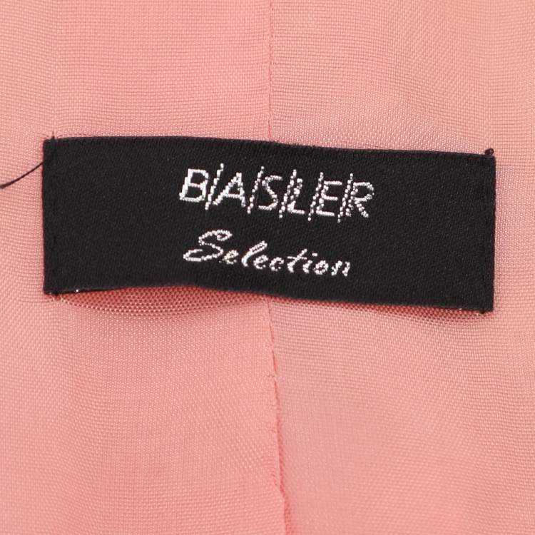 Pre Owned Basler Peach Jacquard Square Stone Details Blazer XXXL