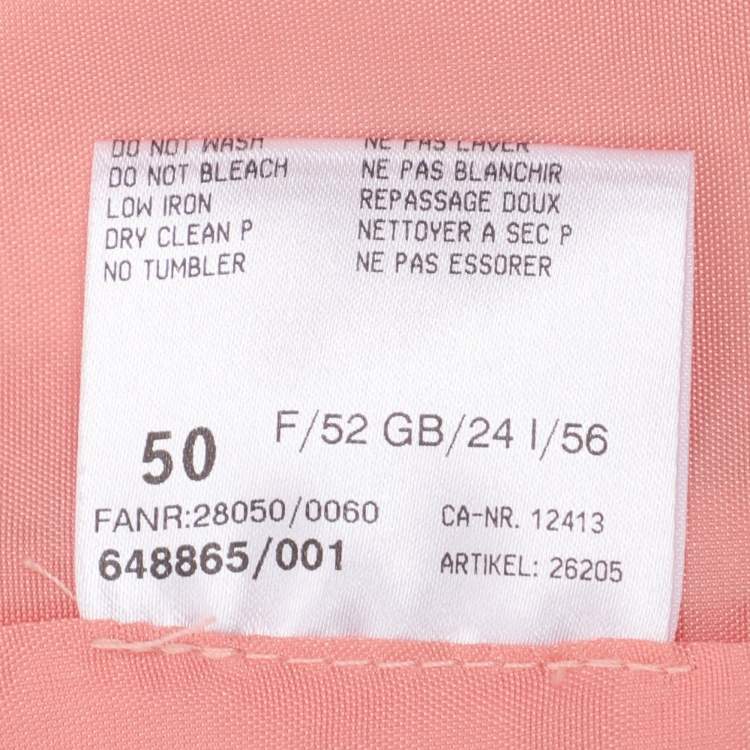 Pre Owned Basler Peach Jacquard Square Stone Details Blazer XXXL