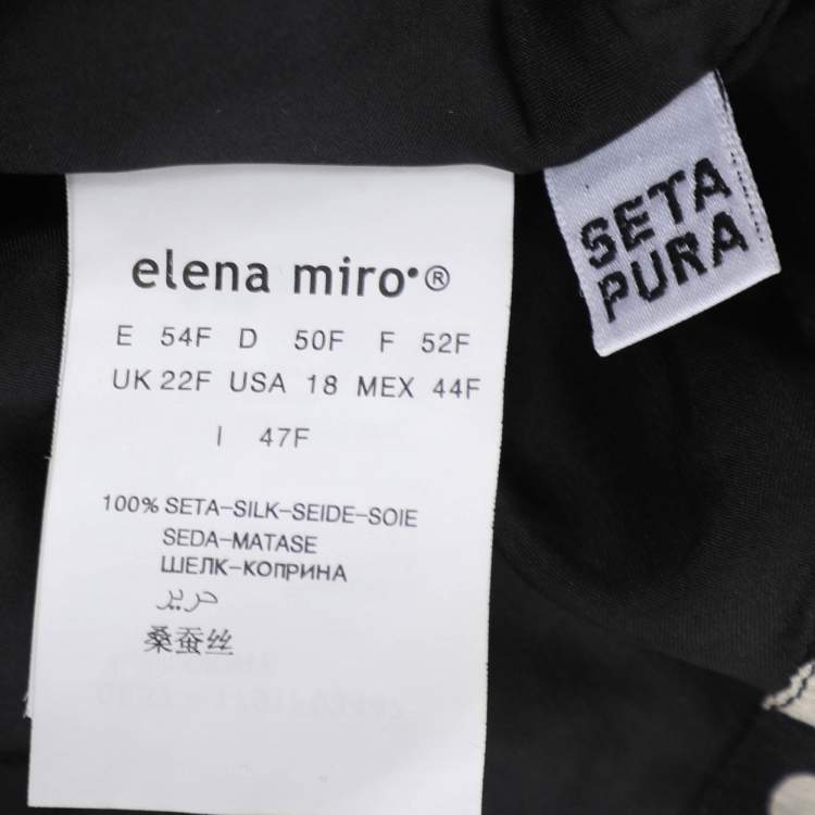 Pre Owned Elena Miro Printed Silk Layered Midi Skirt XL