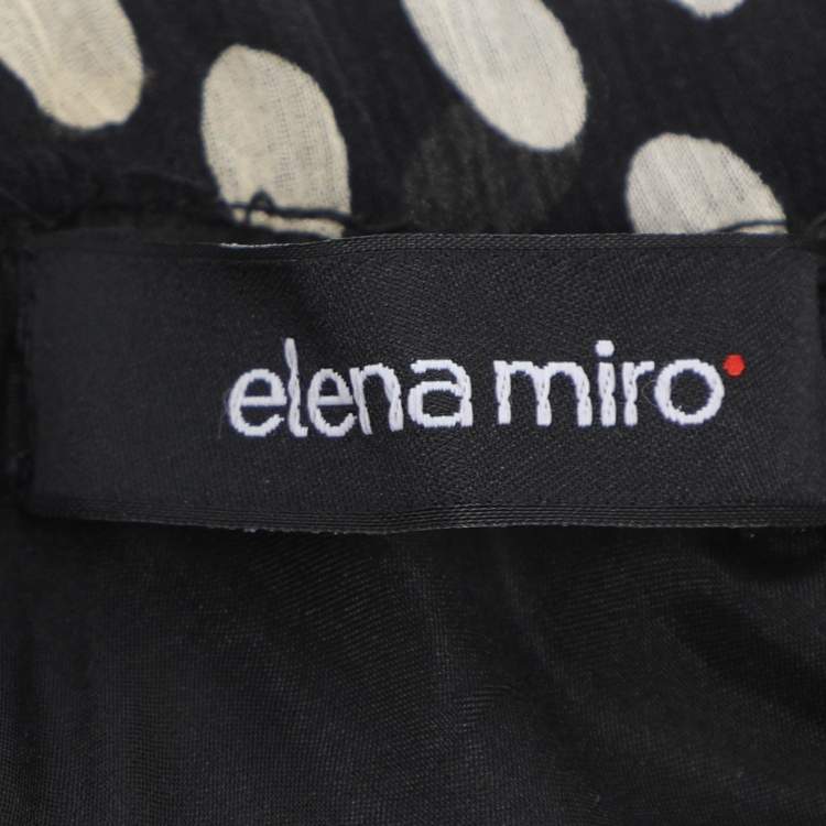 Pre Owned Elena Miro Printed Silk Layered Midi Skirt XL