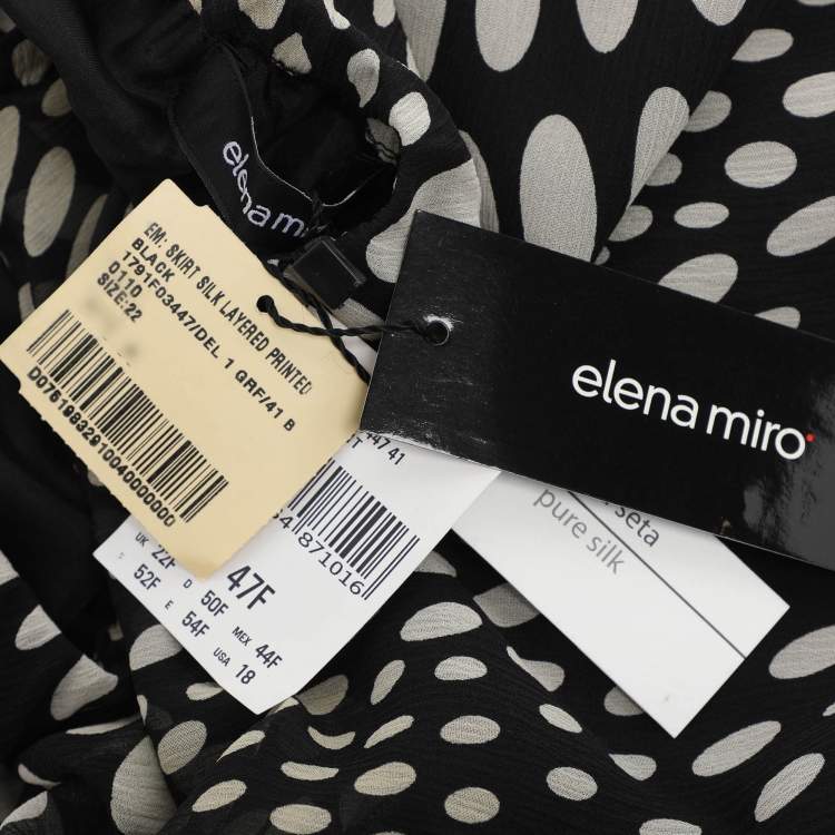 Pre Owned Elena Miro Printed Silk Layered Midi Skirt XL