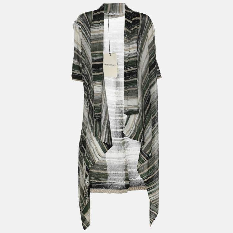 Pre Owned Marina Rinaldi Multicolor Stripe Stretch Lurex Knit Cardigan L
