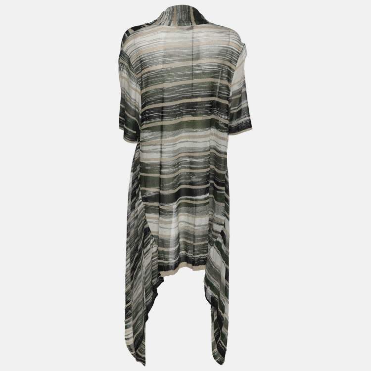 Pre Owned Marina Rinaldi Multicolor Stripe Stretch Lurex Knit Cardigan L
