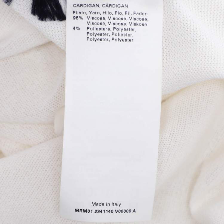 Pre Owned Marina Rinaldi Cream/Black Stretch Knit Cardigan L