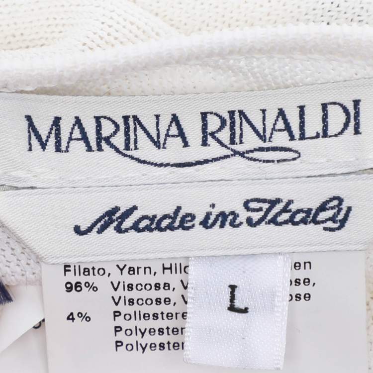 Pre Owned Marina Rinaldi Cream/Black Stretch Knit Cardigan L